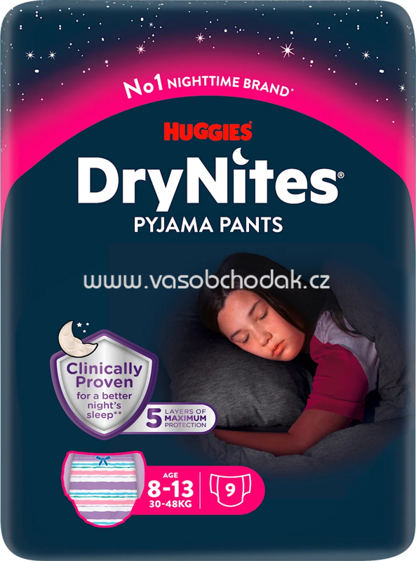 DryNites Pyjama Pants Mädchen 8-13 Jahre, 9 St