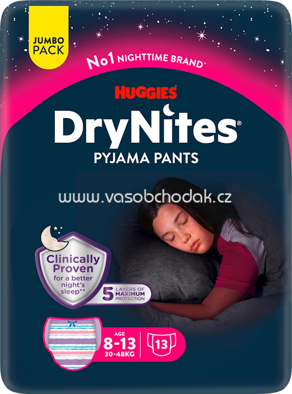 DryNites Pyjama Pants Mädchen 8-13 Jahre, Jumbopack, 13 St