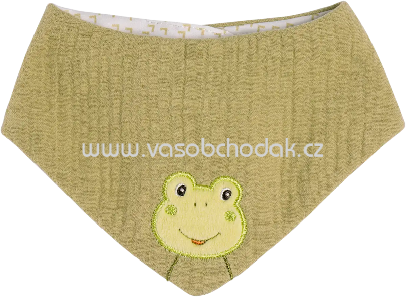 Fehn Halstuch zum Wenden aus Musselin mit Frosch-Motiv, grün, 1 St