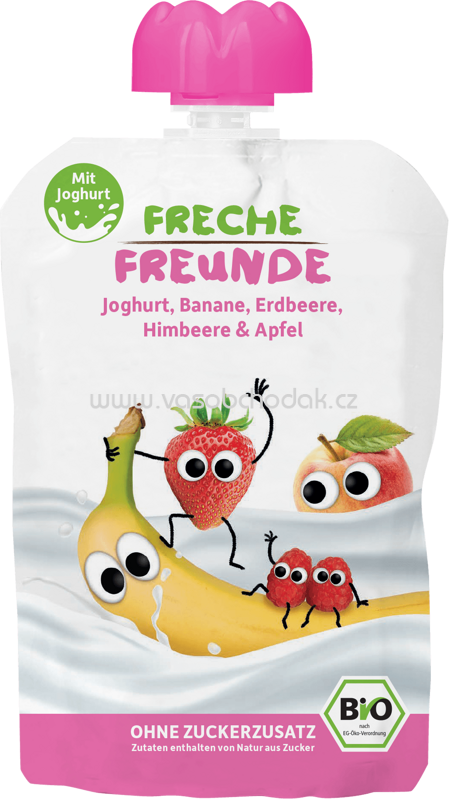 Freche Freunde Quetschbeutel Joghurt, Banane, Erdbeere, Himbeere & Apfel, ab 12. Monat, 100g