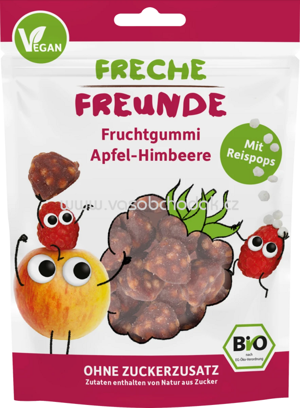 Freche Freunde Fruchtgummi Apfel Himbeere mit Reispops, 30g
