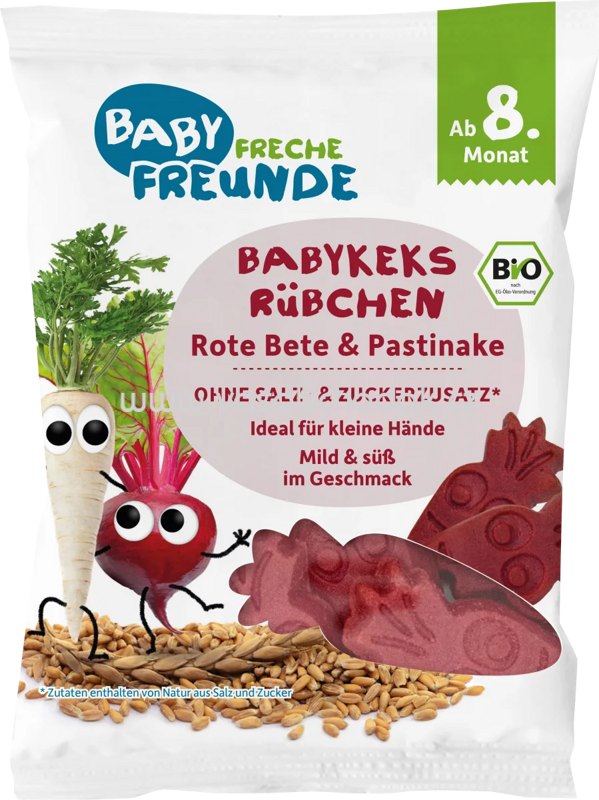 Freche Freunde Babykeks Rübchen Rote Bete & Pastinake, ab dem 8. Monat, 30g Freche Freunde Babykeks Rübchen Rote Bete & Pastinake, ab dem 8. Monat, 30g