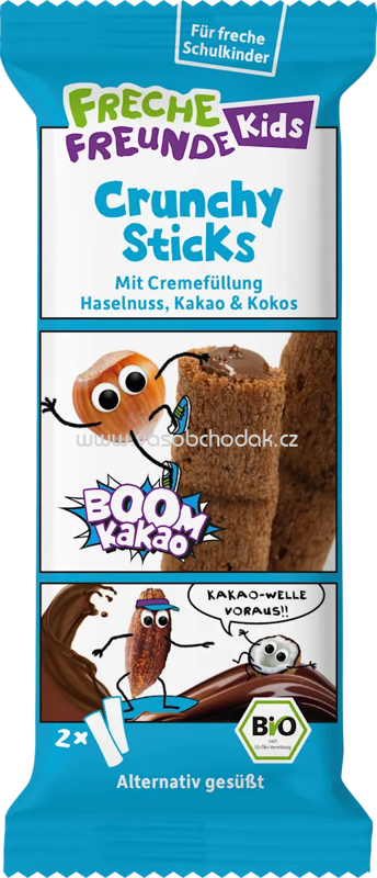Freche Freunde Kindersnack Crunchy Sticks mit Cremefüllung Haselnuss, Kakao & Kokos, 23g