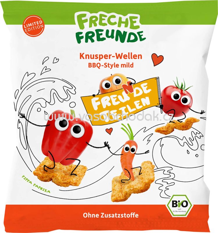 Freche Freunde Kindersnack Knusper-Wellen BBQ-Style mild, ab 3 Jahren, 50g Freche Freunde Kindersnack Knusper-Wellen BBQ-Style mild, ab 3 Jahren, 50g