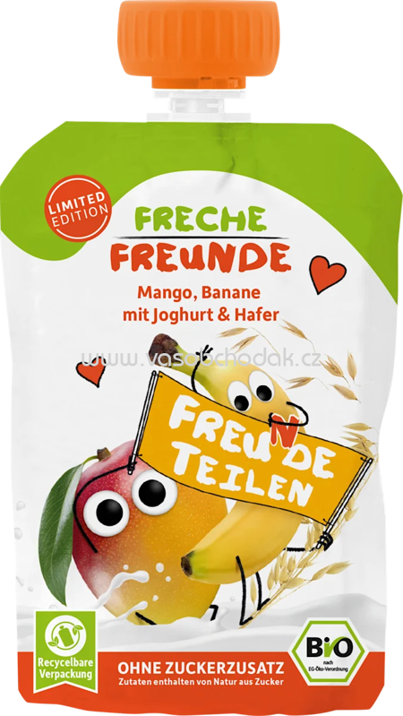 Freche Freunde Quetschie Mango, Banane mit Joghurt & Hafer, ab 1 Jahr, 100g Freche Freunde Quetschie Mango, Banane mit Joghurt & Hafer, ab 1 Jahr, 100g