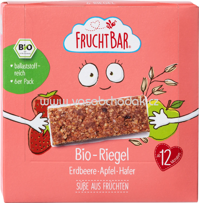 FruchtBar Bio Fruchtriegel Erdbeere, Apfel, Hafer, ab 12. Monat, 6 St FruchtBar Bio Fruchtriegel Erdbeere, Apfel, Hafer, ab 12. Monat, 6 St