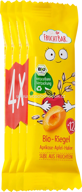 FruchtBar Fruchtriegel mit Getreide Aprikose, Apfel, Hafer, ab 1 Jahr, 4x23g, 92g FruchtBar Fruchtriegel mit Getreide Aprikose, Apfel, Hafer, ab 1 Jahr, 4x23g, 92g