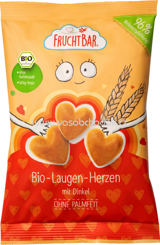FruchtBar Bio Laugen Herzen mit Dinkel, ab 3 Jahren, 90g FruchtBar Bio Laugen Herzen mit Dinkel, ab 3 Jahren, 90g