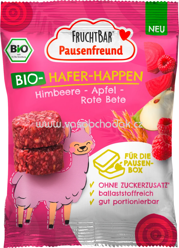 FruchtBar Bio Hafer Happen Himbeere, Apfel, Rote Bete, ab 3 Jahren, 80g FruchtBar Bio Hafer Happen Himbeere, Apfel, Rote Bete, ab 3 Jahren, 80g