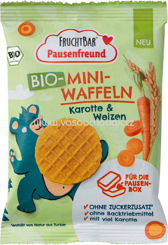 FruchtBar Bio Mini Waffeln Karotte & Weizen, ab 3 Jahren, 20g