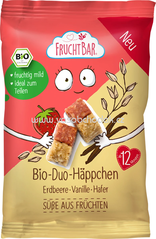 FruchtBar Duo-Häppchen mit Erdbeere, Vanille & Hafer, ab 12. Monaten, 40g FruchtBar Duo-Häppchen mit Erdbeere, Vanille & Hafer, ab 12. Monaten, 40g