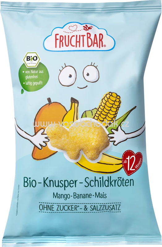 FruchtBar Bio Knusper Schildkröten, Mango, Banane, Mais, ab 12. Monat, 30g