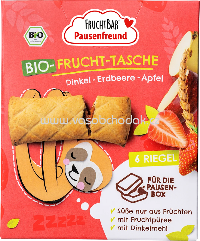FruchtBar Bio Frucht Tasche Dinkel, Erdbeere, Apfel, ab 3 Jahren, 6x22g, 132g FruchtBar Bio Frucht Tasche Dinkel, Erdbeere, Apfel, ab 3 Jahren, 6x22g, 132g