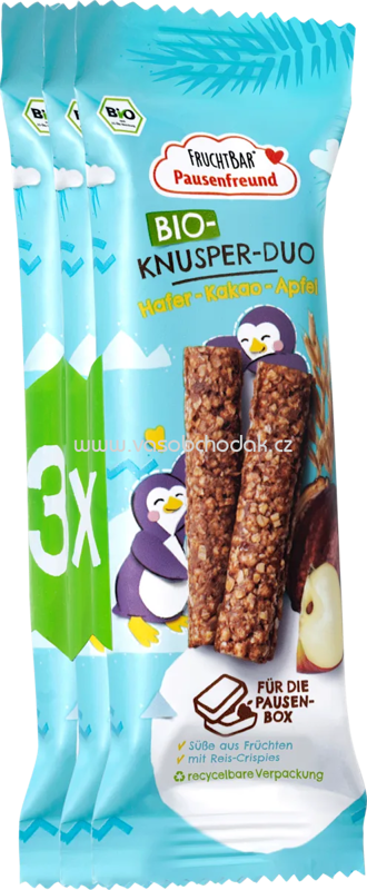 FruchtBar Bio Knusper Duo Hafer, Kakao, Apfel, ab 3 Jahren, 3x23g, 69g FruchtBar Bio Knusper Duo Hafer, Kakao, Apfel, ab 3 Jahren, 3x23g, 69g