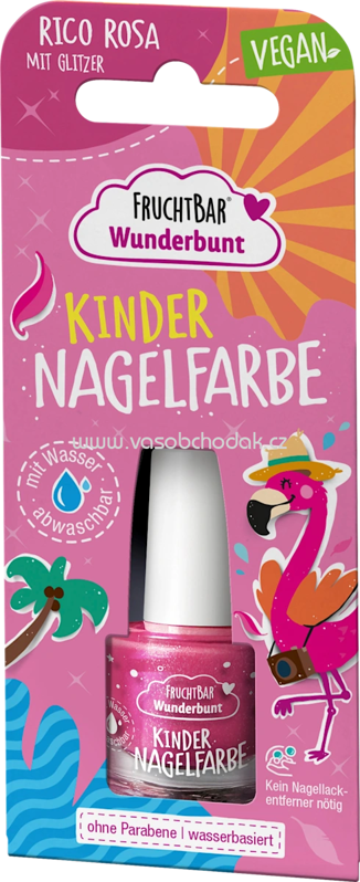 FruchtBar Kindernagelfarbe Rico Rosa mit Glitzer, 1 St FruchtBar Kindernagelfarbe Rico Rosa mit Glitzer, 1 St