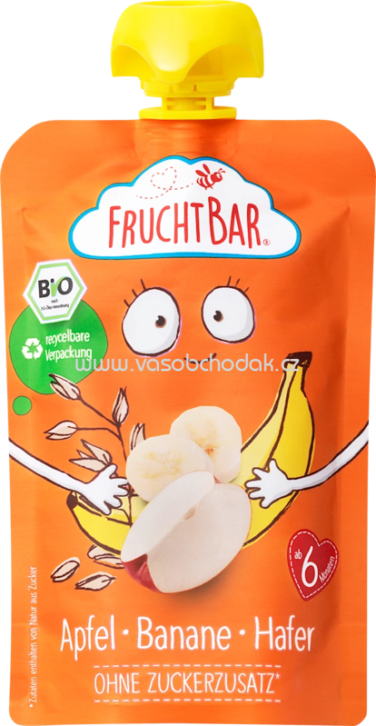 FruchtBar Quetschie Apfel, Banane, Hafer, ab 6. Monat, 100g FruchtBar Quetschie Apfel, Banane, Hafer, ab 6. Monat, 100g