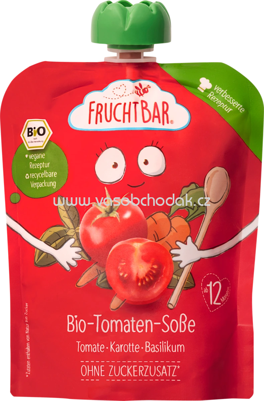 FruchtBar Bio Tomatensoße, Tomate, Karotte, Basilikum, ab 12. Monat, 190g