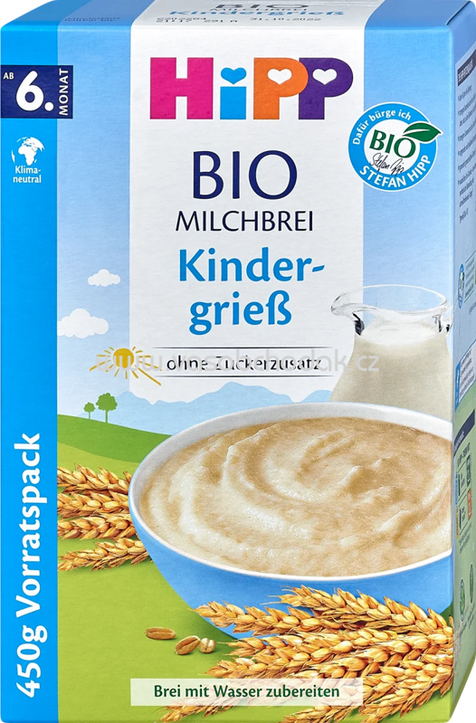 Hipp Bio-Milchbrei Kindergrieß, ab 6. Monat, 450g