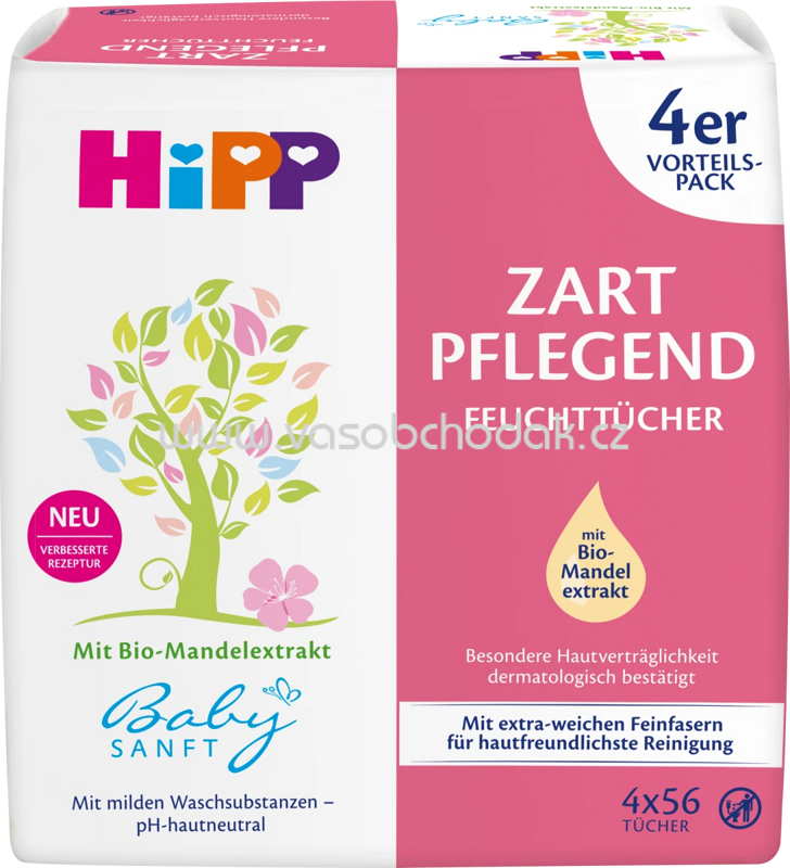 Hipp Babysanft Feuchttücher Zart Pflegend, 4x56St, 224 St