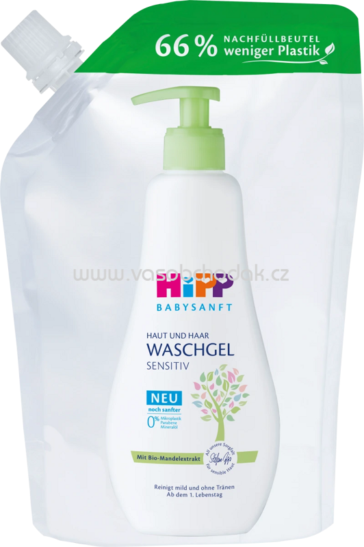 Hipp Babysanft Waschgel Haut und Haar, sensitiv, Nachfüllpack, 400 ml