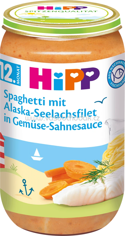 Hipp Spaghetti mit Alaska-Seelachsfilet in Gemüse-Sahnesauce, ab 12. Monat, 250g