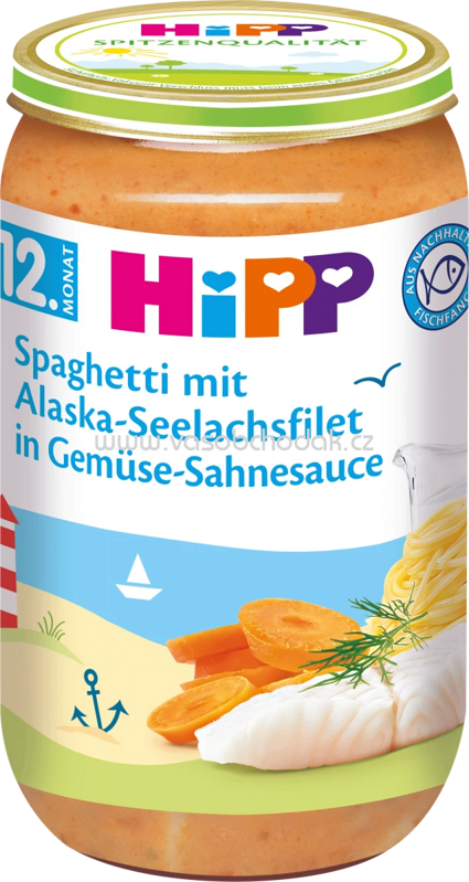 Hipp Spaghetti mit Alaska-Seelachsfilet in Gemüse-Sahnesauce, ab 12. Monat, 250g Hipp Spaghetti mit Alaska-Seelachsfilet in Gemüse-Sahnesauce, ab 12. Monat, 250g