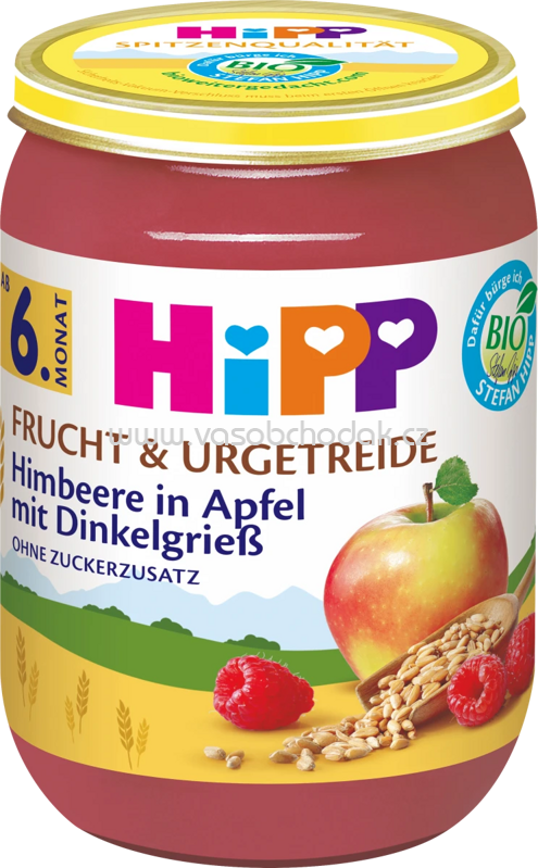 Hipp Frucht & Urgetreide Himbeere in Apfel mit Dinkelgrieß, ab 6. Monat, 190g