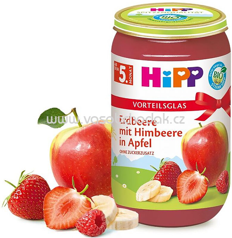 Hipp Erdbeere mit Himbeere in Apfel, nach dem 5. Monat, 250 g