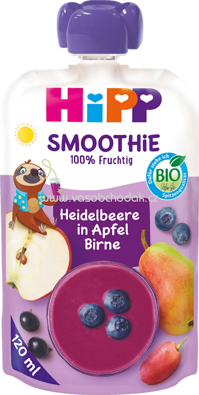 Hipp Quetschbeutel Smoothie Mix Heidelbeere in Apfel-Birne, ab 12 Monat, 120 ml Hipp Quetschbeutel Smoothie Mix Heidelbeere in Apfel-Birne, ab 12 Monat, 120 ml