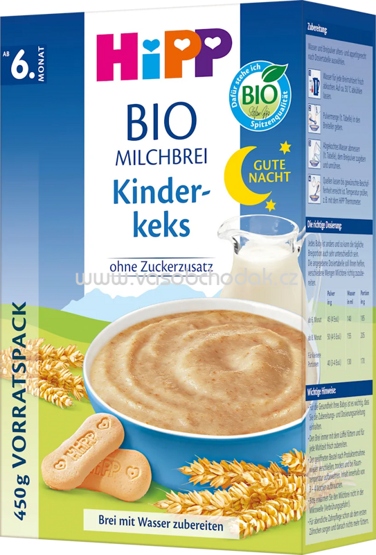 Hipp Bio-Milchbrei Gute Nacht Kinderkeks, ab 6. Monat, 450g Hipp Bio-Milchbrei Gute Nacht Kinderkeks, ab 6. Monat, 450g