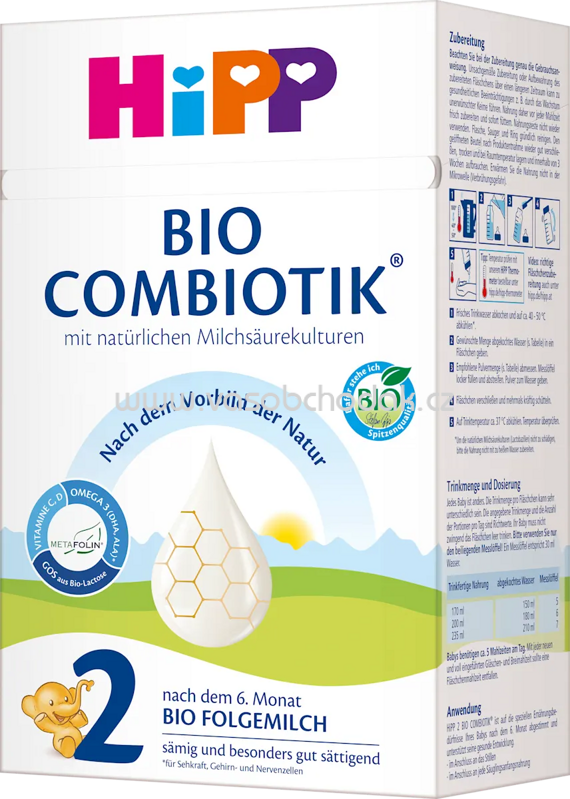 Hipp Folgemilch 2 Bio Combiotik, dem 6. Monat, 600g Hipp Folgemilch 2 Bio Combiotik, dem 6. Monat, 600g