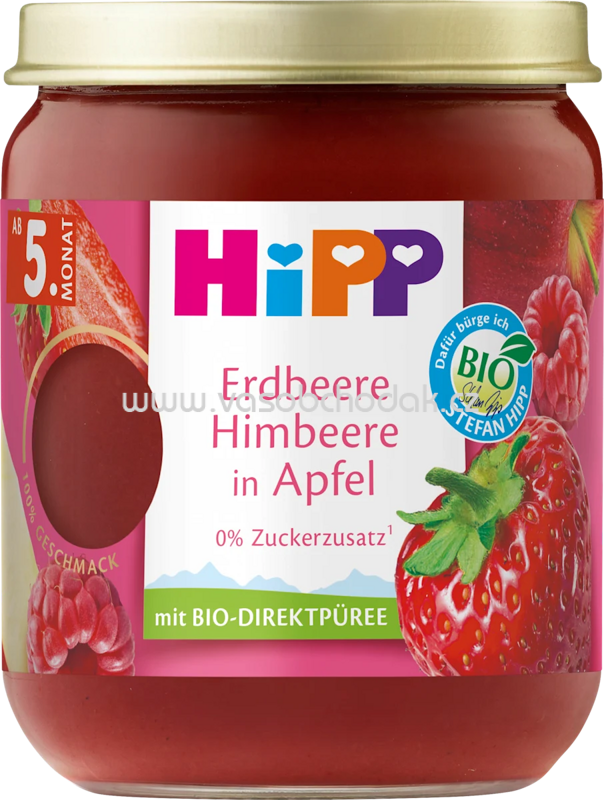 Hipp Erdbeere Himbeere in Apfel, ab dem 5. Monat, 160g Hipp Erdbeere Himbeere in Apfel, ab dem 5. Monat, 160g