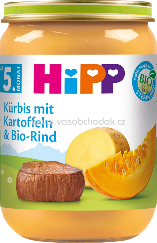 Hipp Kürbis mit Kartoffeln & Bio-Rind, ab dem 5. Monat, 190g Hipp Kürbis mit Kartoffeln & Bio-Rind, ab dem 5. Monat, 190g