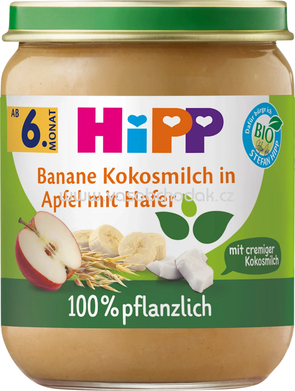 Hipp Banane Kokosmilch in Apfel mit Hafer, ab dem 6. Monat, 160g Hipp Banane Kokosmilch in Apfel mit Hafer, ab dem 6. Monat, 160g