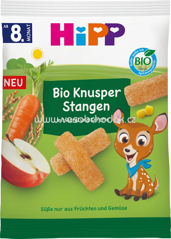 Hipp Bio Knusper Stangen Apfel Karotte, ab 8. Monat, 30g