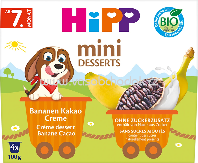 Hipp Mini Desserts im Becher Bananen Kakako Creme, ab 7. Monat, 4x100g, 400g