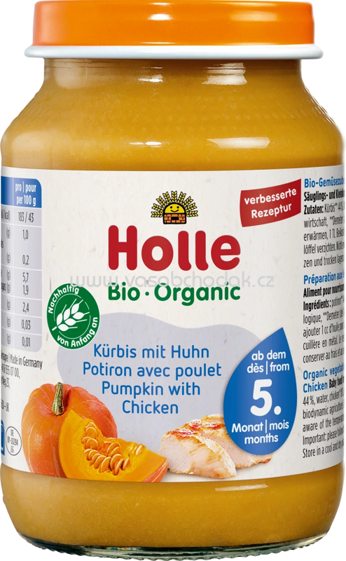 Holle Kürbis mit Huhn, ab dem 5. Monat, 190g