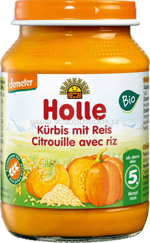 Holle Kürbis mit Reis, ab dem 5. Monat, 190g Holle Kürbis mit Reis, ab dem 5. Monat, 190g