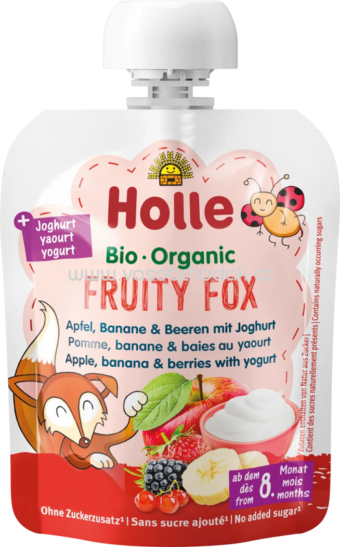 Holle Quetschie Fruity Fox Apfel, Banane & Beeren mit Joghurt, ab dem 8.Monat, 85g