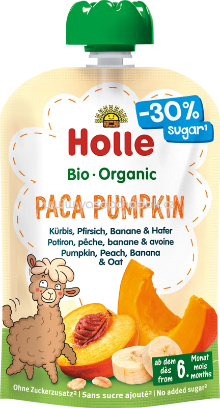 Holle Quetschie Paca Pumpkin Kürbis, Pfirsich, Banane & Hafer, ab dem 6. Monat, 100g Holle Quetschie Paca Pumpkin Kürbis, Pfirsich, Banane & Hafer, ab dem 6. Monat, 100g