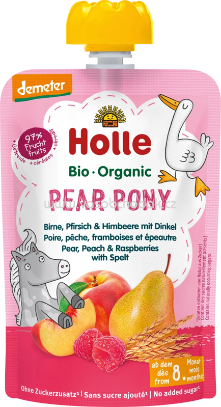 Holle Quetschie Pear Pony, Birne, Pfirsich & Himbeere mit Dinkel, ab 8 Monaten, 100g Holle Quetschie Pear Pony, Birne, Pfirsich & Himbeere mit Dinkel, ab 8 Monaten, 100g