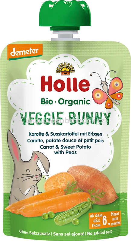 Holle Quetschie Veggie Bunny, Karotte, Süsskartoffel mit Erbsen, ab 6 Monaten, 100g Holle Quetschie Veggie Bunny, Karotte, Süsskartoffel mit Erbsen, ab 6 Monaten, 100g