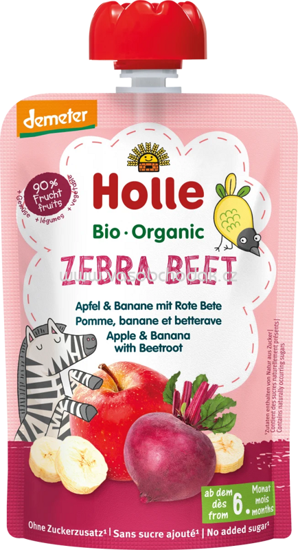 Holle Quetschie Zebra Beet, Apfel, Banane & rote Bete, ab 6 Monaten, 100g Holle Quetschie Zebra Beet, Apfel, Banane & rote Bete, ab 6 Monaten, 100g
