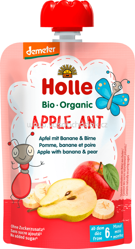 Holle baby food Quetschbeutel Apple Ant, Apfel mit Banane & Birne, ab 6 Monaten, 100g