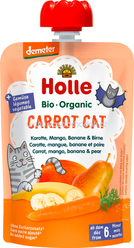 Holle baby food Quetschbeutel Carrot Cat, Karotte, Mango, Banane & Birne, ab 6 Monaten, 100g