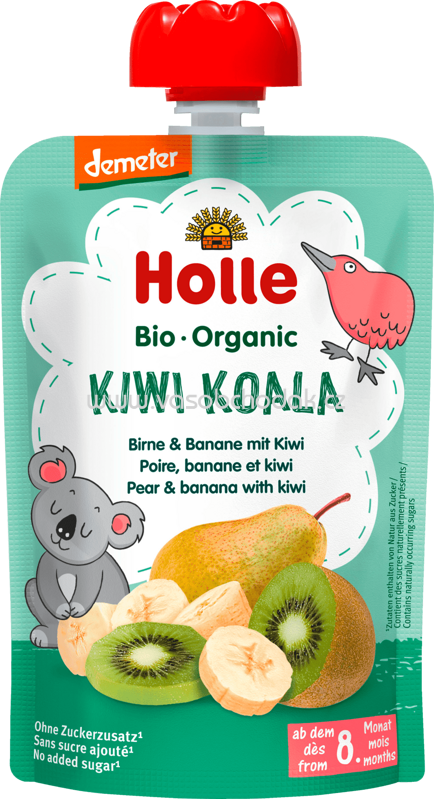 Holle baby food Quetschbeutel Kiwi Koala, Birne & Banane mit Kiwi, ab 8 Monaten, 100g