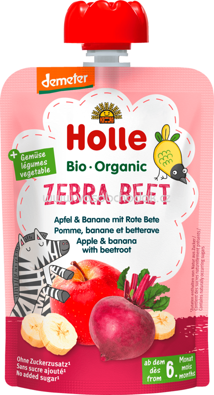 Holle baby food Quetschbeutel Zebra Beet, Apfel, Banane & rote Bete, ab 6. Monaten, 100g