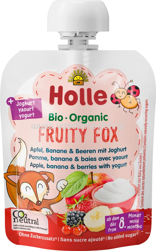 Holle baby food Quetschbeutel Fruity Fox Apfel, Banane & Beeren mit Joghurt, ab 8. Monaten, 85g