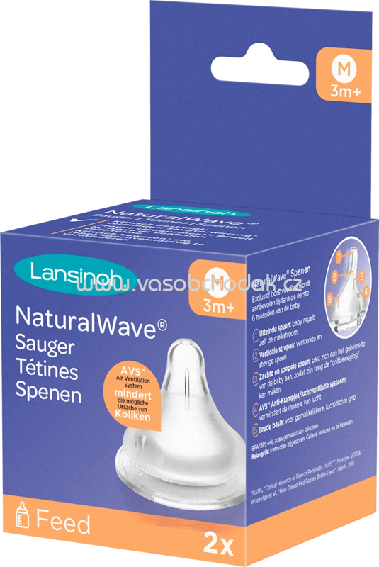 Lansinoh Trinksauger Natural Wave Silikon, Gr. M, ab 3 Monaten, 2 St