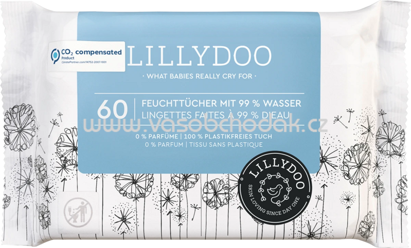 Lillydoo Feuchttücher mit 99% Wasser, 60 St